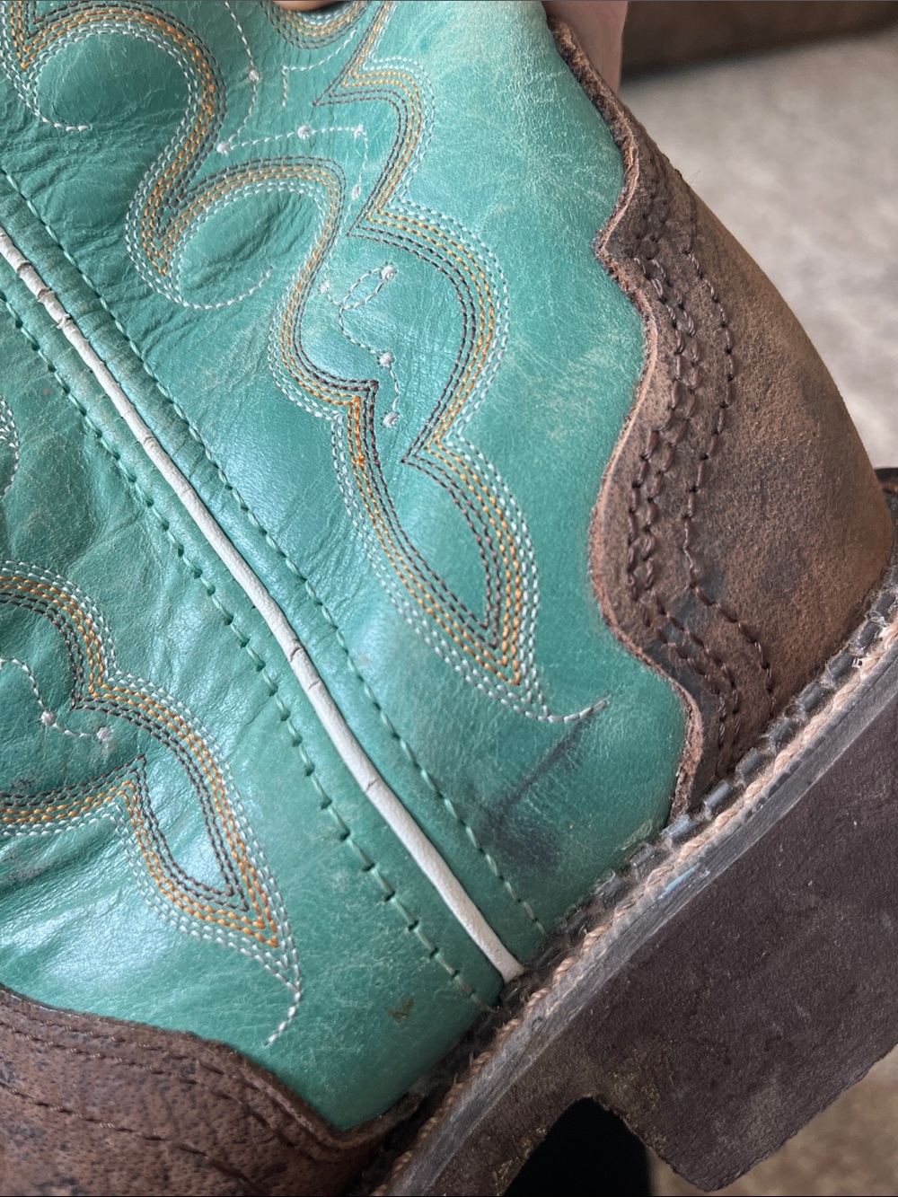 Justin Boots Brown & Turquoise Western Cowgirl Boots - Picture 9 of 10